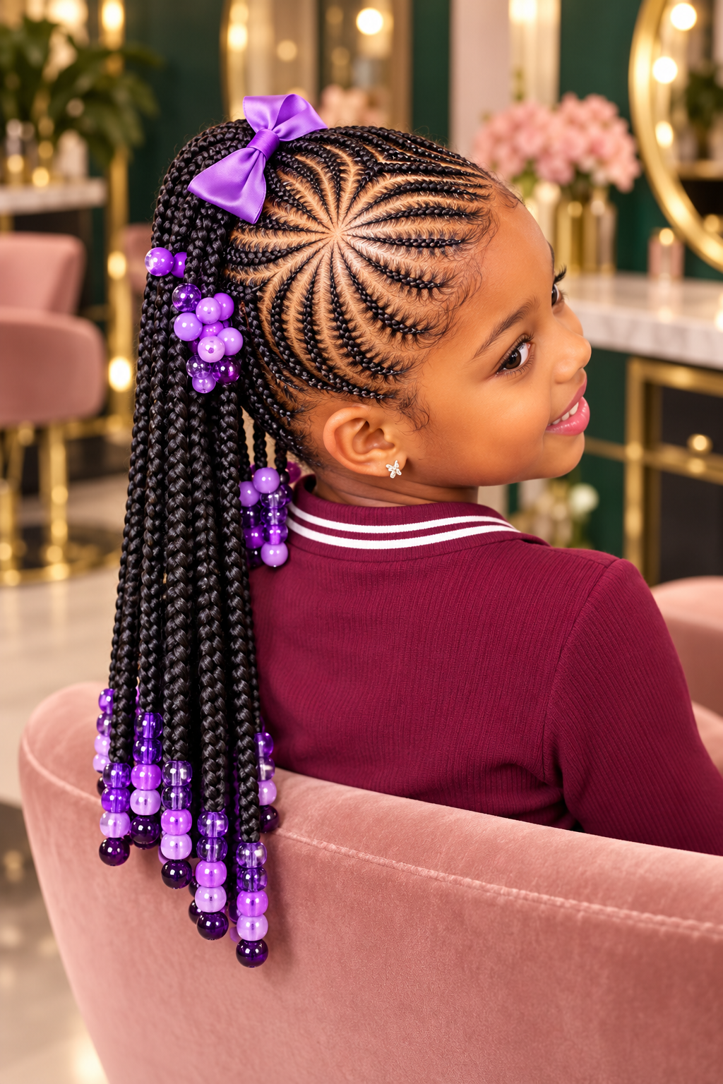 Colourful kiddies braided hairstyles